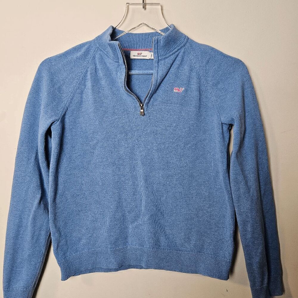 Vineyard Vines Quarter Zip  Soft Knit  Pullover Sweater Girls Blue Size (Large)